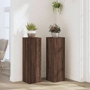 Βάσεις Φυτών 2 Τεμ. Καφέ Δρυς 25x25x80 εκ. Επεξεργασμένο Ξύλο 852948