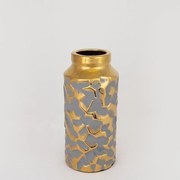 Βάζο Κεραμικό 752-20080 12.5x12.5x27.5cm Grey-Gold Estheti Home Κεραμικό