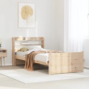 vidaXL Πλαίσιο Κρεβατιού με Κεφαλάρι 100 x 200εκ. Μασίφ Ξύλο Πεύκου
