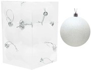 Σετ 12 τεμάχια Χριστουγεννιάτικες Μπάλες Άσπρες με Γκλίτερ 6cm 237546