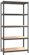 HOME USE μεταλλική ραφιέρα HUH-0199 με 5 ράφια, 90x40x180cm, μαύρη