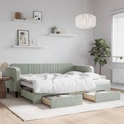 vidaXL Καναπές Κρεβάτι Συρόμενος Αν. Γκρι 90x200 εκ Βελούδο &amp; Συρτάρια