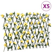 vidaXL Καφασωτό Επεκτεινόμενο 5 Τεμ. Κίτρινο 180x60εκ. Τεχνητός Κισσός