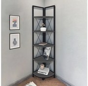 Βιβλιοθήκη γωνιακή Kelsie Megapap μαύρο - ανθρακί 33x33x162εκ. GP041-0041,2-GP041-0041,2-Ανθρακί GP041-0041,2