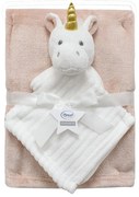 Κουβέρτα Fleece Αγκαλιάς (75x100) + Πανάκι Παρηγοριάς Dimcol Unicorn 06 White-Pink