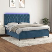 ΚΡΕΒΑΤΙ BOXSPRING ΜΕ ΣΤΡΩΜΑ &amp; LED ΣΚ. ΜΠΛΕ 180X200ΕΚ. ΒΕΛΟΥΔΙΝΟ 3136321