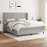 Κρεβάτι Boxspring με Στρώμα Αν. Πράσινο 160x200εκ Υφασμάτινο - Γκρι