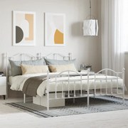 vidaXL Πλαίσιο Κρεβατιού με Κεφαλάρι&Ποδαρικό Λευκό 160x200εκ. Μέταλλο