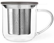Φλιτζάνι τσαγιού με σουρωτήρι Viva Scandinavia MINIMA EVA V82748, 400 ml, Γυαλί, Μπαμπού, Διαφανές/Γκρι