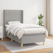 vidaXL Κρεβάτι Boxspring με Στρώμα Ανοιχτό Γκρι 100x200 εκ. Υφασμάτινο