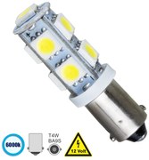 GloboStar® 81285 Λάμπα Αυτοκίνητου BA9S - T4W LED 9 SMD 5050 3W 450lm 360° DC 12V IP20 Ψυχρό Λευκό 6000K