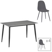 Intrahome Τραπεζαρία Gustas-Bella E Intrahome σετ 5τμχ γκρι μαρμάρου sintered stone-μαύρο μέταλλο 140x80x75εκ | SKU: INTRAPA-311112175