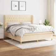 Κρεβάτι Boxspring με Στρώμα Κρεμ 180x200 εκ. Υφασμάτινο - Κρεμ