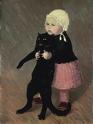 Αναπαραγωγή A Small Girl with a Cat (1889), Theophile Alexandre Steinlen