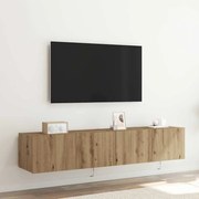 vidaXL Καλόγεροι Τηλεόρασης με Φώτα LED 2 τεμ Κατασκευαστής Δρύς 80x35x31 εκ