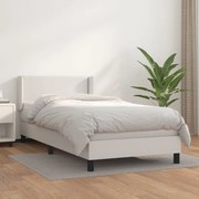 vidaXL Κρεβάτι Boxspring με Στρώμα Λευκό 90x200εκ. από Συνθετικό Δέρμα