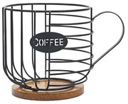 Dictro Lux Θήκη Για Κάψουλες Μέταλλo - Ξύλο Υ16xΦ22cm Μαύρη 751177