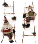 Χριστουγεννιάτικη Διακοσμητική Φιγούρα Santa&amp;Snowman In Ladder 372-99-174 18x18x60cm Multi