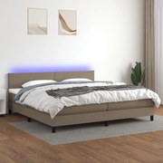 vidaXL Κρεβάτι Boxspring με Στρώμα &amp; LED Taupe 200x200 εκ. Υφασμάτινο