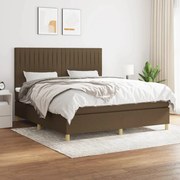 vidaXL Κρεβάτι Boxspring με Στρώμα Σκούρο Καφέ 180x200 εκ Υφασμάτινο