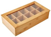 Θήκη Οργάνωσης για τσάι Kesper tea box 58901, 36x20x9cm, Μπαμπού, 10 θήκες, Παράθυρο, Καφέ