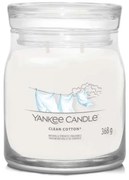 Αρωματικό Κερί Clean Cotton Medium 1630645E 9,3x11,4cm White Yankee Candle Κερί,Γυαλί