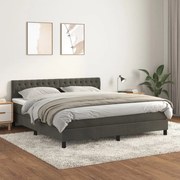 vidaXL Κρεβάτι Boxspring με Στρώμα Σκούρο Γκρι 180x200 εκ. Βελούδινο