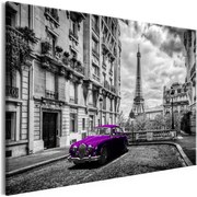 Πίνακας - Car in Paris (1 Part) Violet Wide 90x60