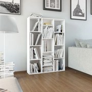 vidaXL Διαχωριστικό/Βιβλιοθήκη Γυαλ. Λευκό 100x24x140 εκ. Μοριοσανίδα