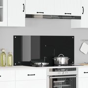 vidaXL Πλακάκι Κουζίνας Μαύρο 120x50x0.6 εκ Γυαλί Ανθρακωμένο