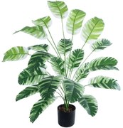 Τεχνητό Φυτό Banana Zebra 20918 Φ83x80cm Green-White GloboStar Πολυαιθυλένιο,Ύφασμα