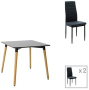 Intrahome Τραπεζαρία Natali-Parker Intrahome σετ 3τεμ mdf σε μαύρη-φυσική απόχρωση 80x80x76cm | SKU: INTRAPA-311112266