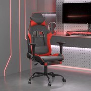 vidaXL Καρέκλα Gaming Μασάζ Υποπόδιο Μαύρο/Κόκκινο από Συνθετικό Δέρμα