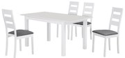 WOODWELL Ε781,2SMILLER Set Τραπεζαρία Κουζίνας Άσπρο, Ύφασμα Γκρι: Τραπέζι Επεκτεινόμενο + 4 Καρέκλες Table120+30x80x74Chair45x52x97 Ε781,2S