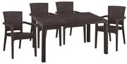 Σετ Κήπου Τραπεζαρία HM10574.03 5 τεμ Καφέ Rattan Πολυπροπυλενίου με Τραπέζι 150x90x73.5 εκ. &amp; 4 Καρέκλες