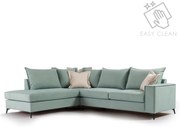Γωνιακός καναπές δεξιά γωνία Romantic pakoworld ύφασμα Ciel-Cream 290x235x95εκ