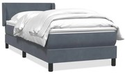 Κρεβάτι Boxspring με Στρώμα Σκούρο Γκρι 90x220 εκ. Βελούδινο - Γκρι