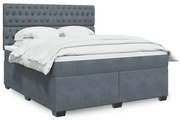 Κρεβάτι Boxspring με Στρώμα Σκούρο Γκρι 180x200 εκ. Βελούδινο