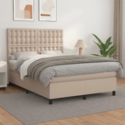 vidaXL Κρεβάτι Boxspring με Στρώμα Καπουτσίνο 140x200εκ.από Συνθ.Δέρμα