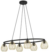 Φωτιστικό Οροφής Jazminia 1 116x56,5x150cm 6xE27 40W Black-Brass Eglo Ατσάλι