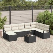 vidaXL Σετ Καναπέ Κήπου 9 pcs Μαύρο Πολυ ράταν