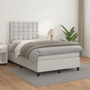 Κρεβάτι Boxspring με Στρώμα Λευκό 120x200εκ.από Συνθετικό Δέρμα - Λευκό