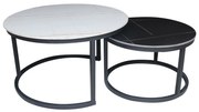 TERRY Set2 Τραπεζάκια Σαλονιού , Μέταλλο Βαφή Μαύρο, Sintered Stone White-Black Marble