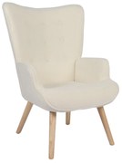 Πολυθρόνα ArteLibre MARION Λευκό Ύφασμα Μπουκλέ/Ξύλο 73x69x96cm