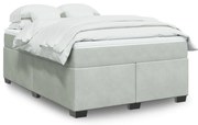 vidaXL Κρεβάτι Boxspring με Στρώμα Ανοιχτό Γκρι 140x200 εκ. Βελούδινο
