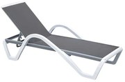 SUMMER Ξαπλώστρα KD με μπράτσα -PP Άσπρο- Textilene Γκρι 69/58x196x31cm