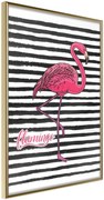 Αφίσα - Flamingo on Striped Background - 40x60 - Χρυσό - Χωρίς πασπαρτού