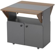 Πτυσσόμενο τραπέζι με ροδάκια, δύο πτυσσόμενες πλευρές τραπεζιού, ντουλάπι, 4 ροδάκια, Ανοιχτό Γκρι+Σκούρο Καφέ, 70 x 83 x 75cm