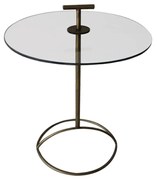 VITRO SIDE TABLE ΔΙΑΦΑΝΟ BRASS D50xH65/74cm 04-0525