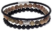 Βραχιόλια Senza Men&#039;s Black Leather &amp; Multicolor Set